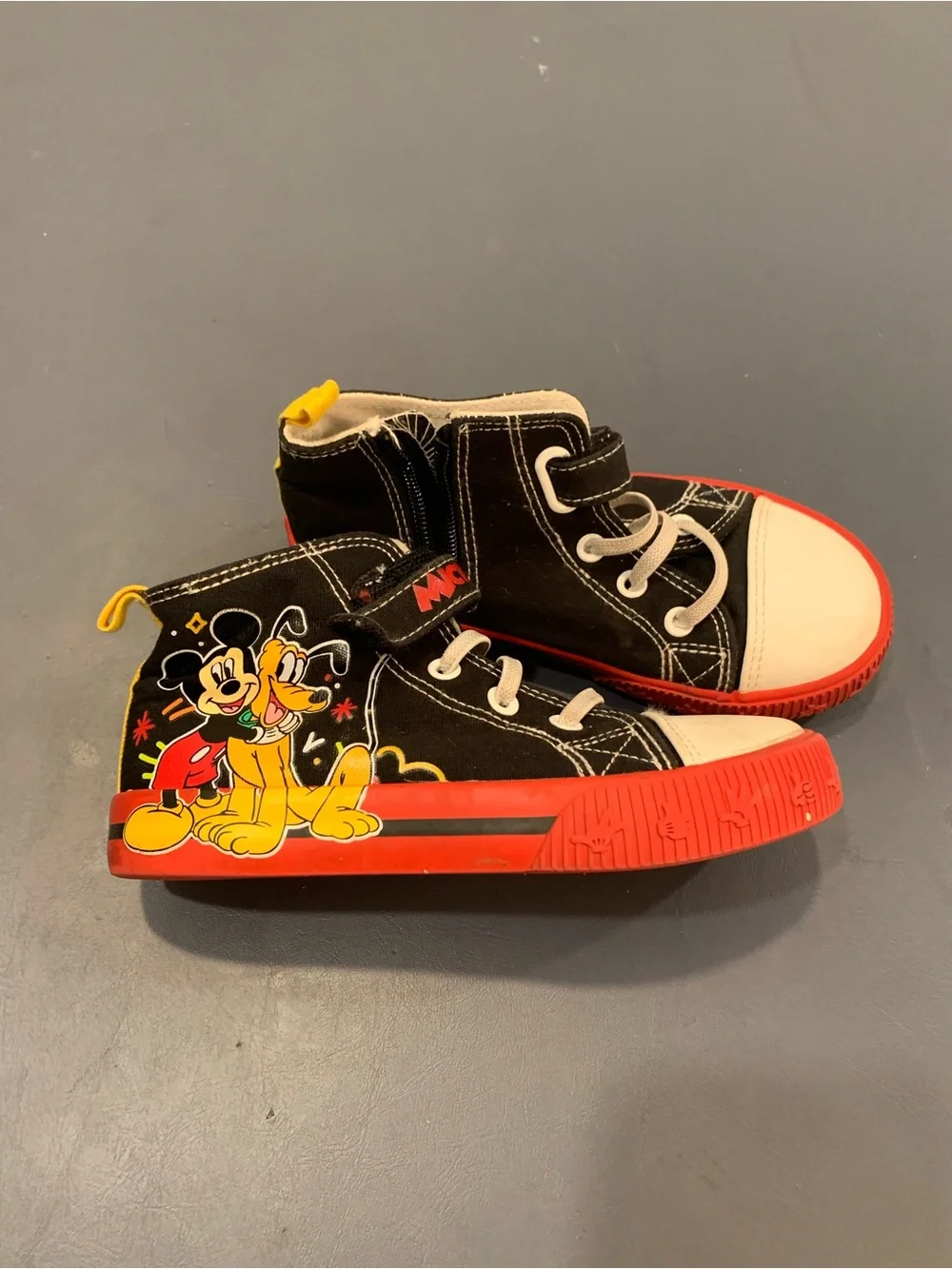 Disney Black and Red High-Top Kids Sneakers with White Toecaps